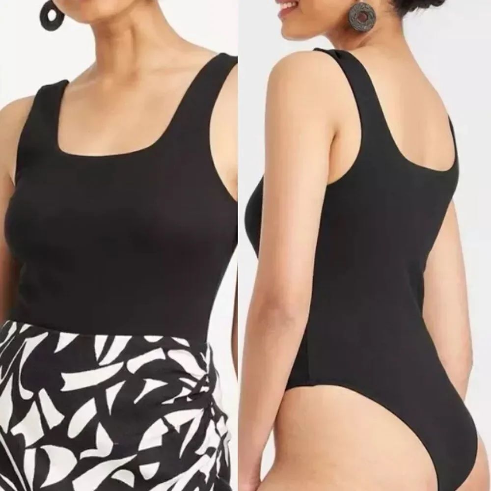 A new Day square neck light lined seamless Bodysuit staple Fitted tank basic XL